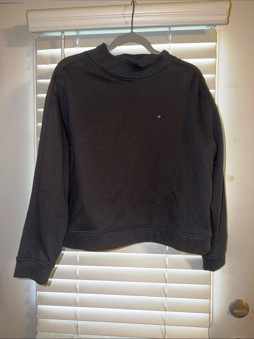 Tommy Hilfiger Black Mockneck Cropped Sweatshirt